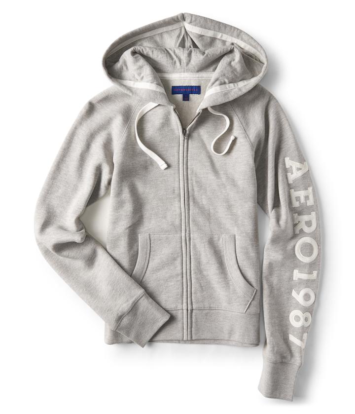 Aeropostale Aeropostale Aero 1987 Full-zip Hoodie - Light Heather Grey, Xsmall