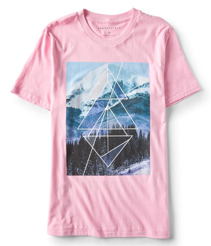 Aeropostale Aeropostale Mountain Geometry Graphic Tee - Magenta, Medium