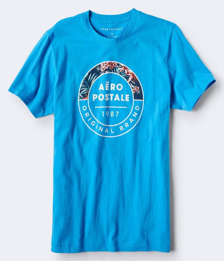 Aeropostale Tropical Aeropostale Circle Graphic Tee - Blue, Xsmall