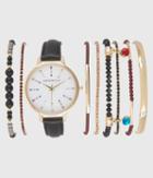 Aeropostale Aeropostale Faux Leather Analog Watch & Bracelet Set - Black