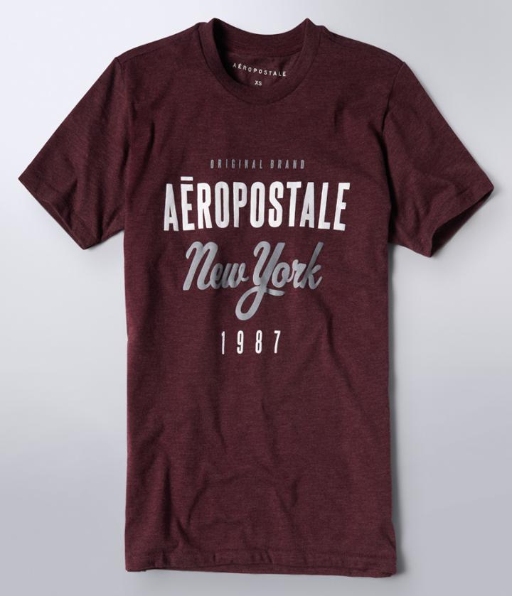 Aeropostale Aeropostale Aero New York Script Logo Graphic Tee - Sunbaked Red, Xsmall