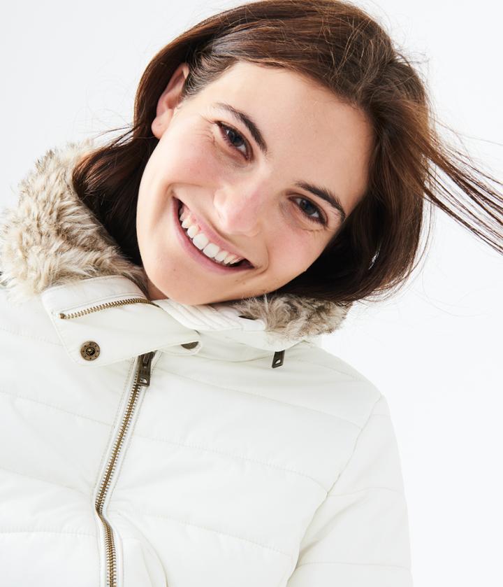 Aeropostale Aeropostale Solid Hooded Puffer Jacket - White, Xlarge