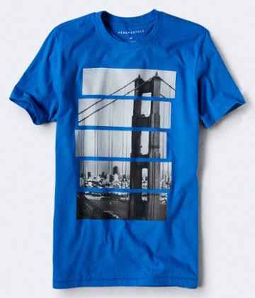 Aeropostale Aeropostale San Francisco Bars Graphic Tee - Blue Purple, Xsmall