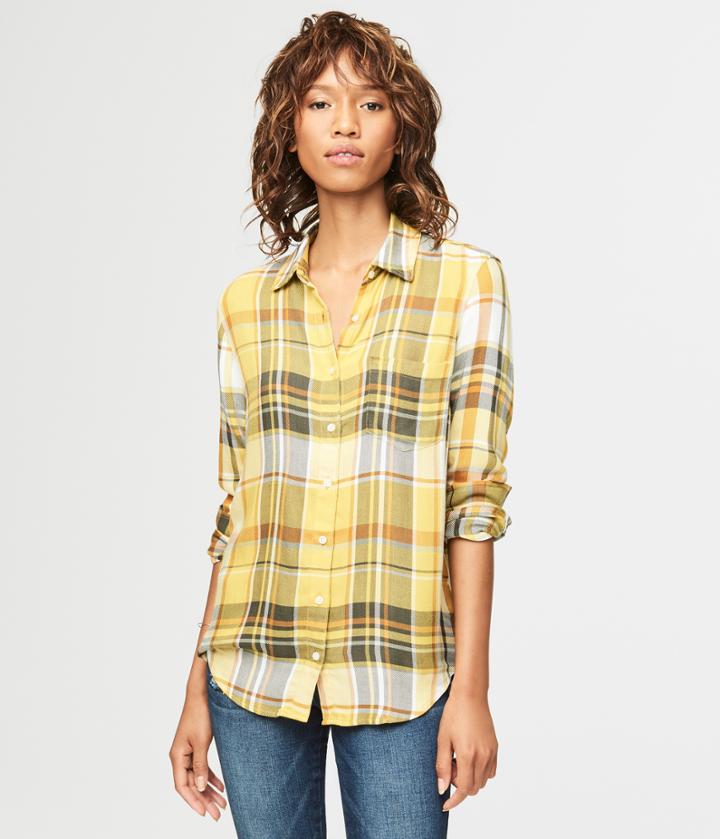 Aeropostale Aeropostale Long Sleeve Plaid Woven Shirt - Yellow, Xsmall