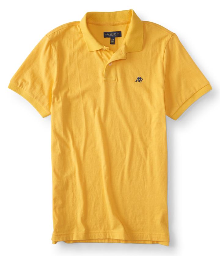 Aeropostale Aeropostale A87 Solid Jersey Polo - Yellow, Medium