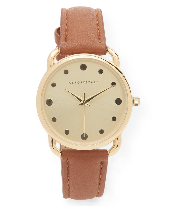 Aeropostale Aeropostale Faux Leather Dot Analog Watch - Light Brown