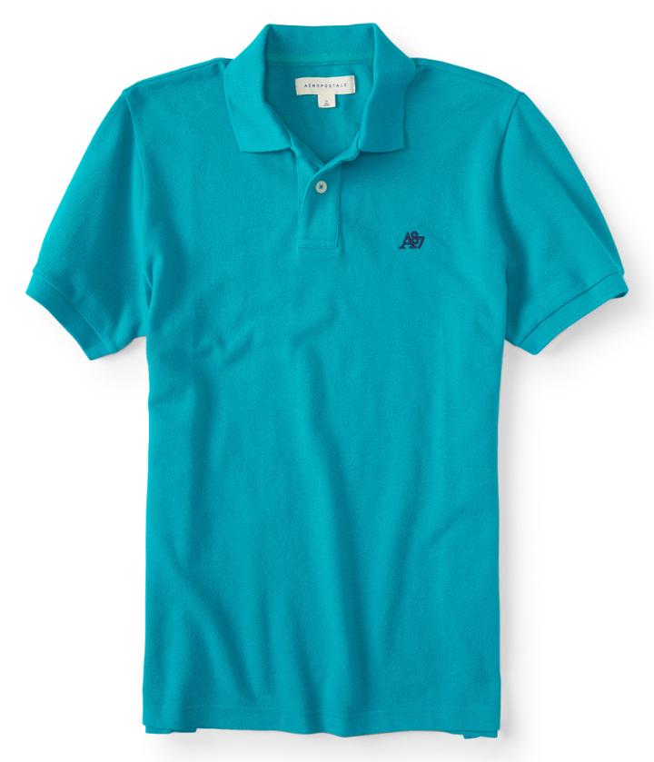 Aeropostale Aeropostale A87 Solid Logo Pique Polo - Lapis, Xsmall
