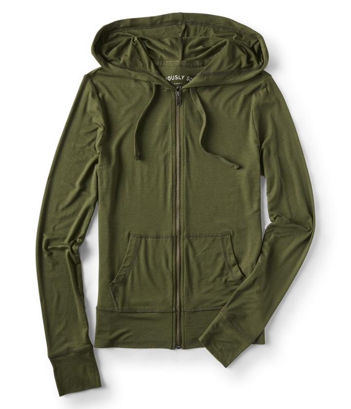 Aeropostale Aeropostale Seriously Soft Solid Full-zip Hoodie - Olive, Xsmall