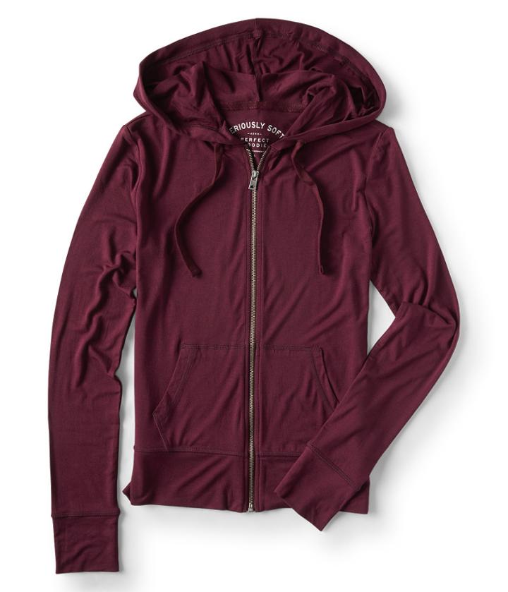 Aeropostale Aeropostale Seriously Soft Solid Full-zip Hoodie - Bold Burgundy, Medium