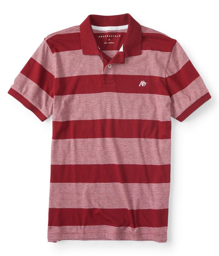 Aeropostale Aeropostale A87 Blocky Stripe Jersey Polo - Painted Plum, Xsmall