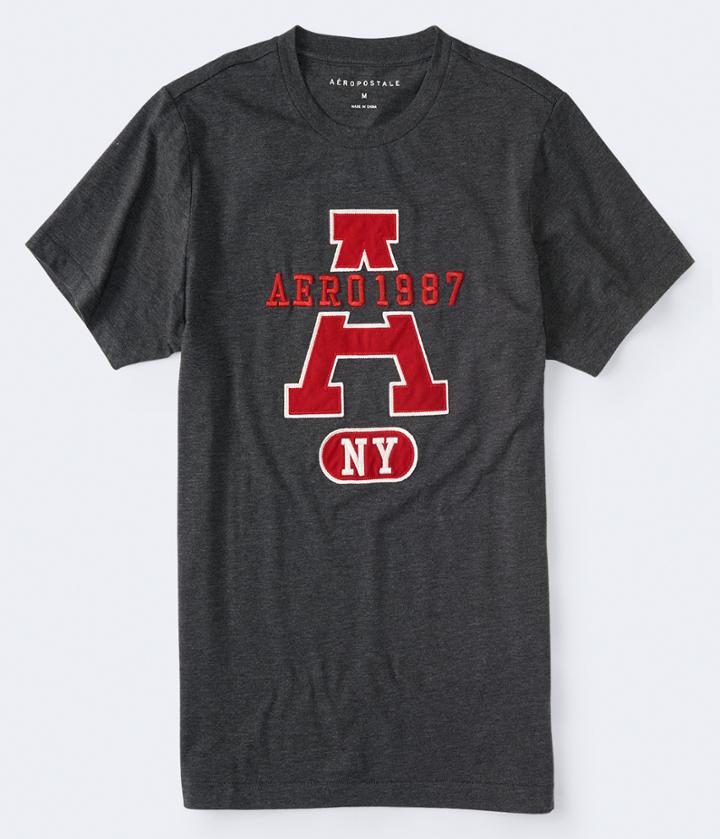 Aeropostale Aeropostale Big A Ny Graphic Tee - Charcoal Heather, Small