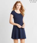Aeropostale Prince & Fox Solid Cap Sleeve Fit & Flare Dress