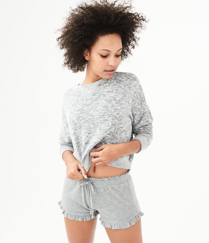Aeropostale Aeropostale Lld Seriously Soft Ruffle Sleep Shorts - Medium Grey, Xxsmall