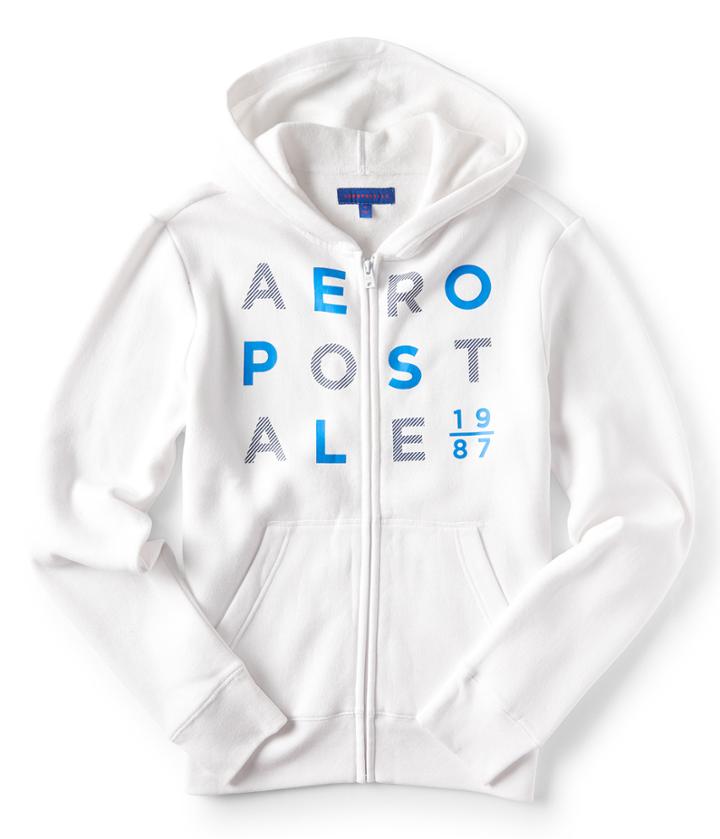 Aeropostale Stacked Aropostale 1987 Full-zip Hoodie - Bleach, Xsmall