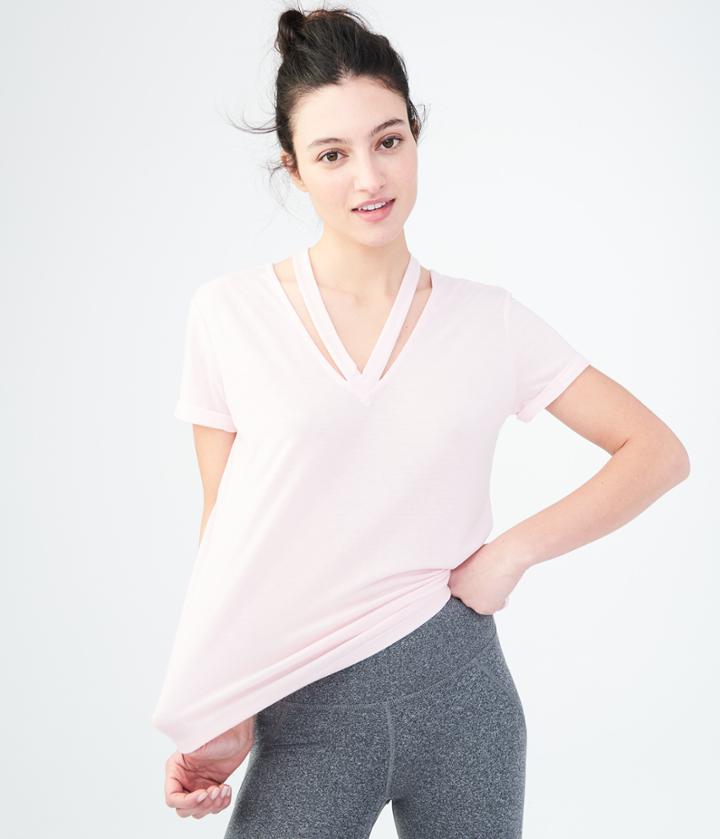 Aeropostale Aeropostale Lld Solid Split-neck Tee - Light Ping, Xsmall