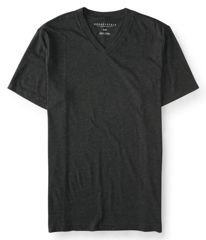 Aeropostale Aeropostale Solid V-neck Tee - Charcoal Heather Grey, Small