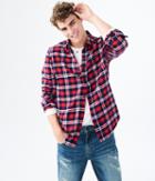 Aeropostale Aeropostale Long Sleeve Plaid Flannel Woven Shirt - Candy Red, Xsmall