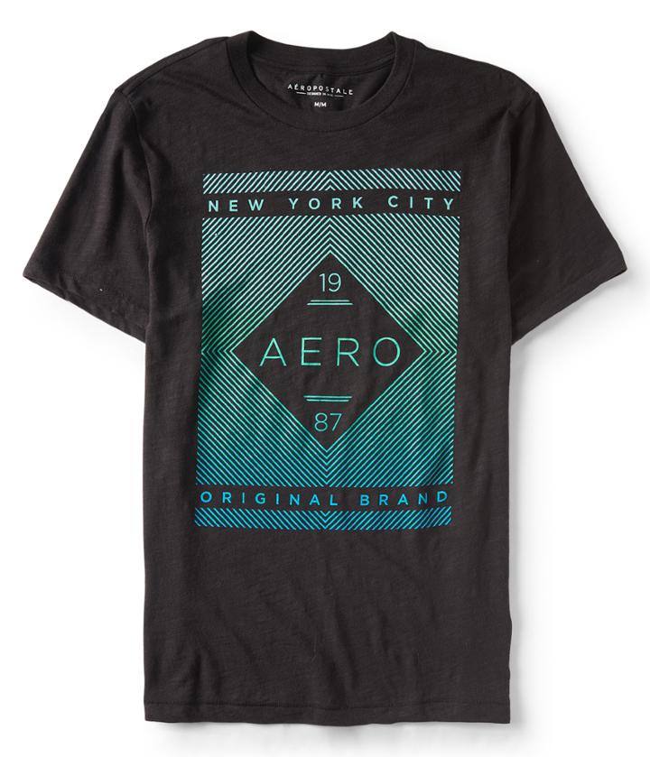 Aeropostale Aeropostale 19 Aero 87 Linear Logo Graphic Tee - Black, Xlarge