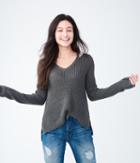 Aeropostale Aeropostale Solid Notch-shoulder Sweater - Iron Frost, Xsmall