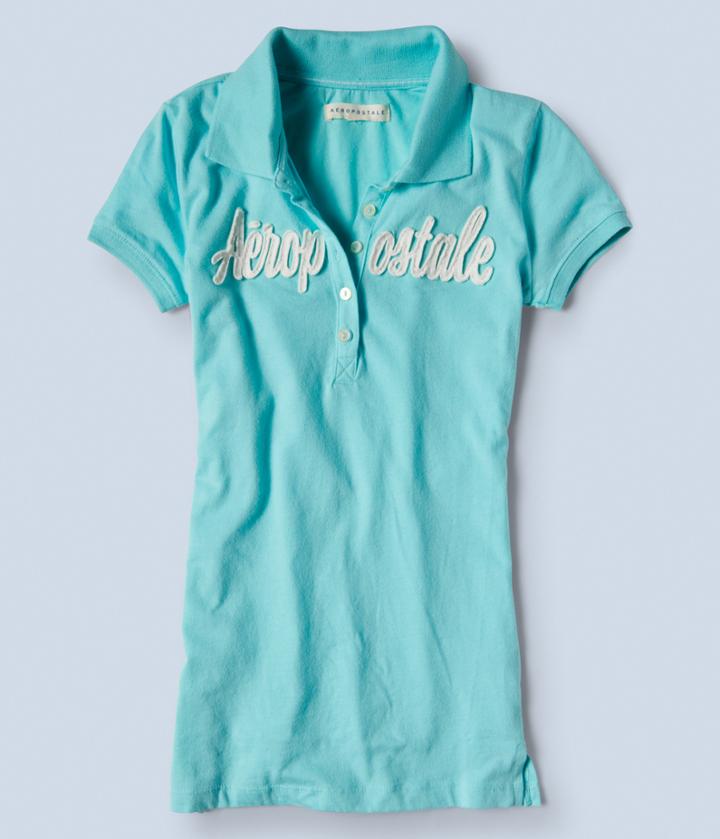Aeropostale Aeropostale Jersey Polo - Aqua, Xsmall