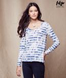 Aeropostale Tokyo Darling Long Sleeve Tie-dye Stripe Top