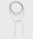 Aeropostale Aeropostale Oval Rhinestone Choker Lariat Long-strand Necklace - Grey