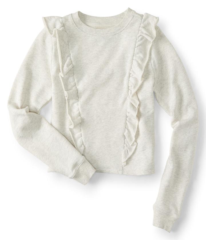 Aeropostale Aeropostale Ruffled Crew Sweatshirt - Lightest Heather Grey, Xsmall