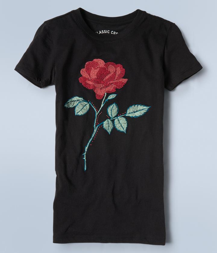 Aeropostale Aeropostale Single Rose Graphic Tee - Black, Xsmall