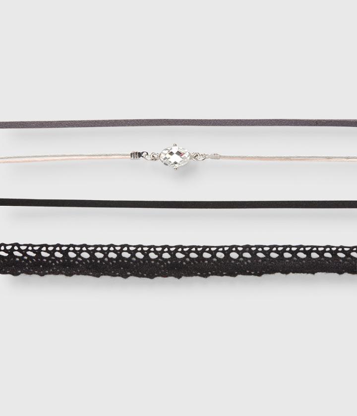 Aeropostale Aeropostale Jeweled Short-strand Choker Necklace 4-pack - Black