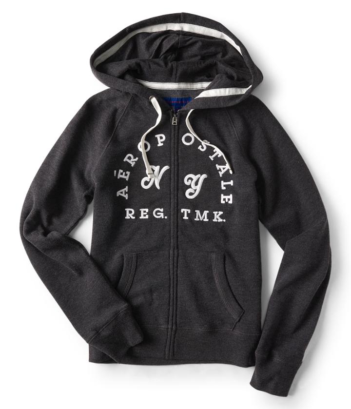 Aeropostale Aeropostale Ny Full-zip Hoodie - Charcoal Heather Grey, Xsmall