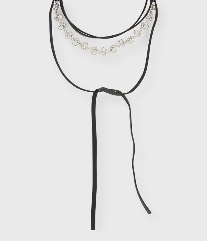 Aeropostale Aeropostale Rhinestone Choker Lariat Long-strand Necklace - Silver