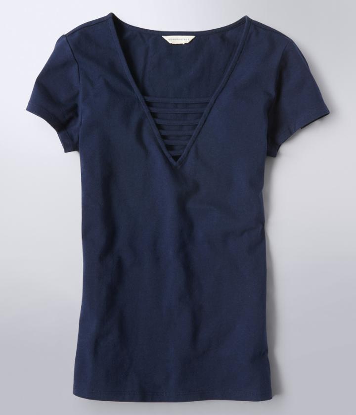 Aeropostale Aeropostale Strappy-front Bodycon Top - Navy, Xsmall