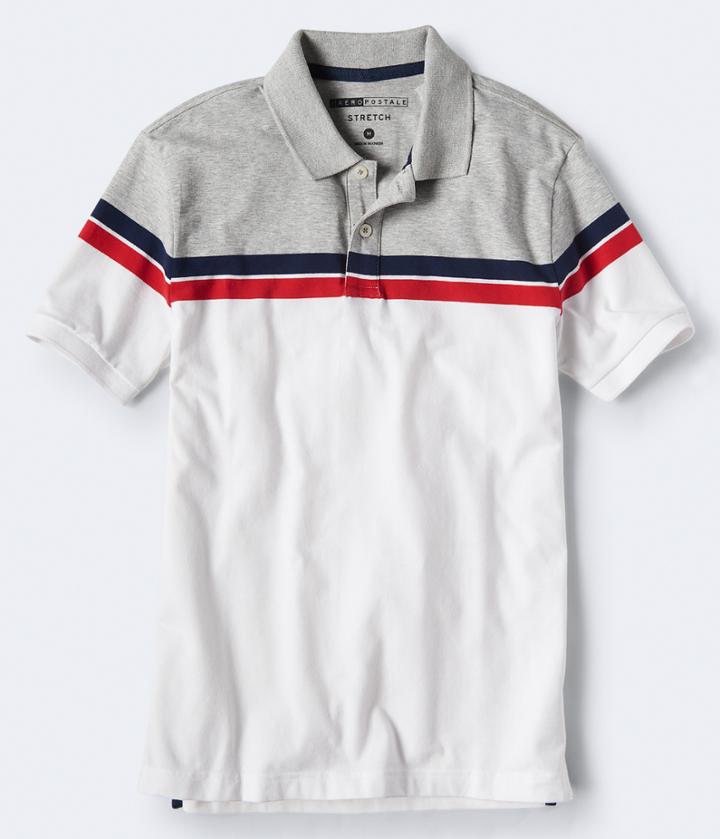 Aeropostale Aeropostale Chest Stripe Stretch Jersey Polo - Light Heather Grey, Xsmall