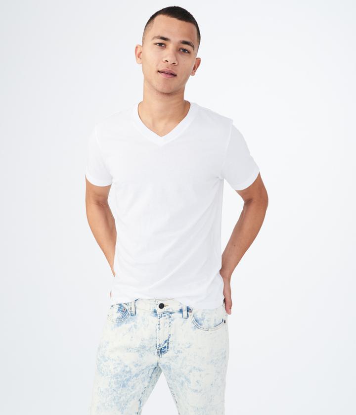 Aeropostale Aeropostale Solid V-neck Tee - Bleach, Medium