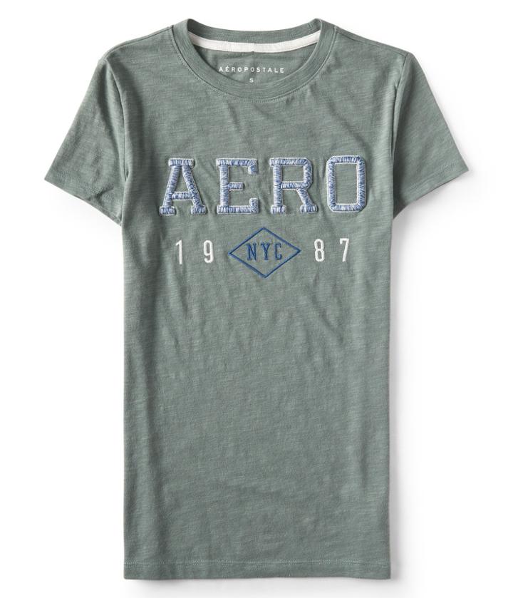 Aeropostale Aeropostale Aero 19 Nyc 87 Graphic T - Charcoal Heather Grey, Xsmall