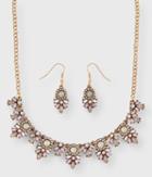 Aeropostale Aeropostale Ornate Floral Statement Short-strand Necklace & Earring Set - Pink