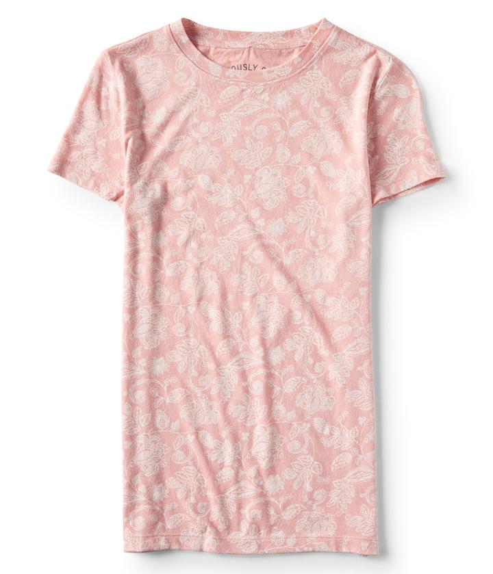 Aeropostale Aeropostale Vine Print Slim Crew Top - Pink, Xsmall