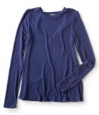 Aeropostale Aeropostale Long Sleeve Seriously Soft Ribbed V-back Tee - Endless Blue, Xsmall