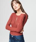 Aeropostale Aeropostale Mixed Stitch Lace-up Crop Sweater - Brown, Xlarge