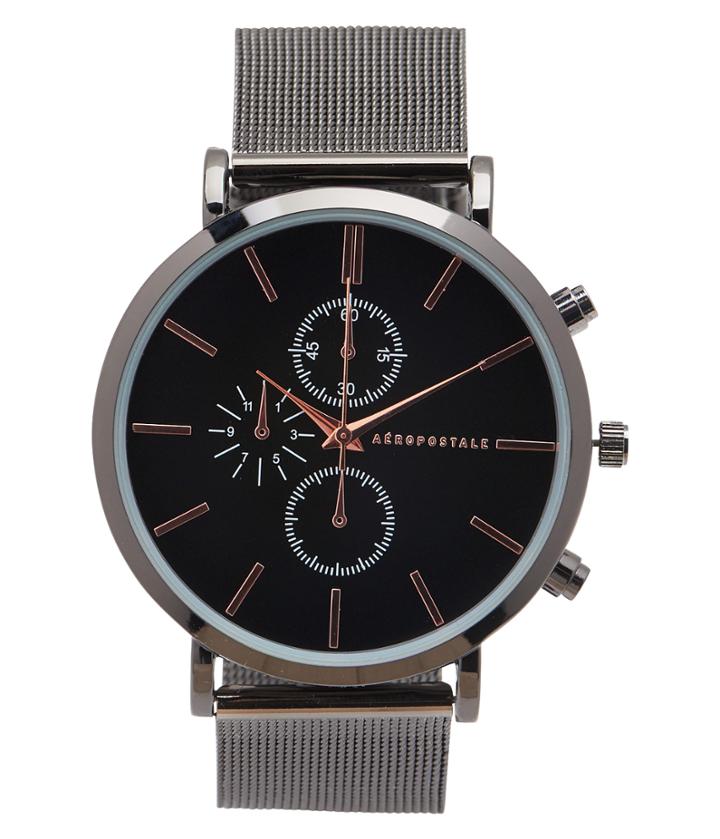 Aeropostale Aeropostale Metal Mesh Two-tone Analog Watch - Black
