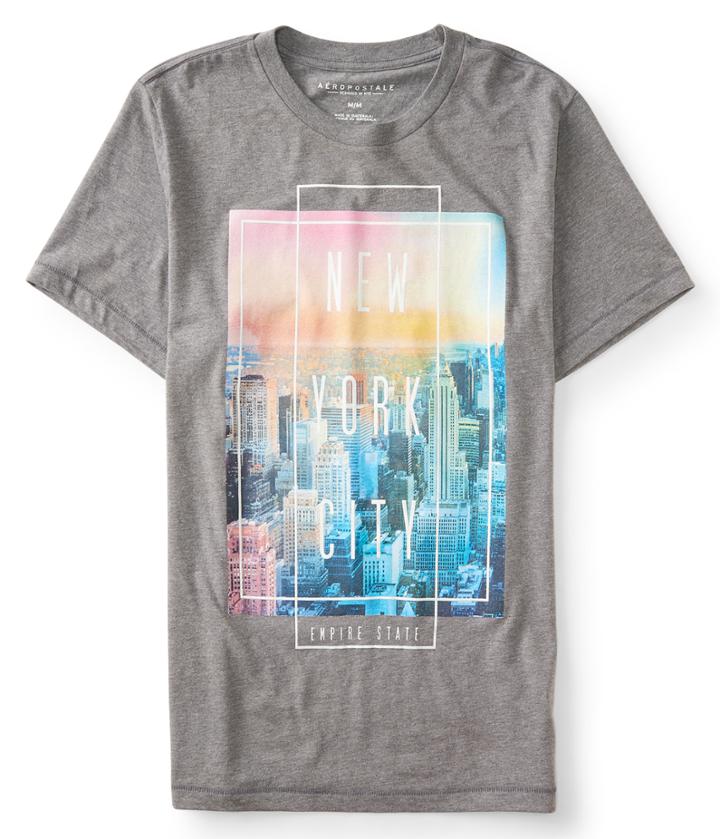 Aeropostale Aeropostale Nyc Color Photo Graphic Tee - Medium Grey, Large