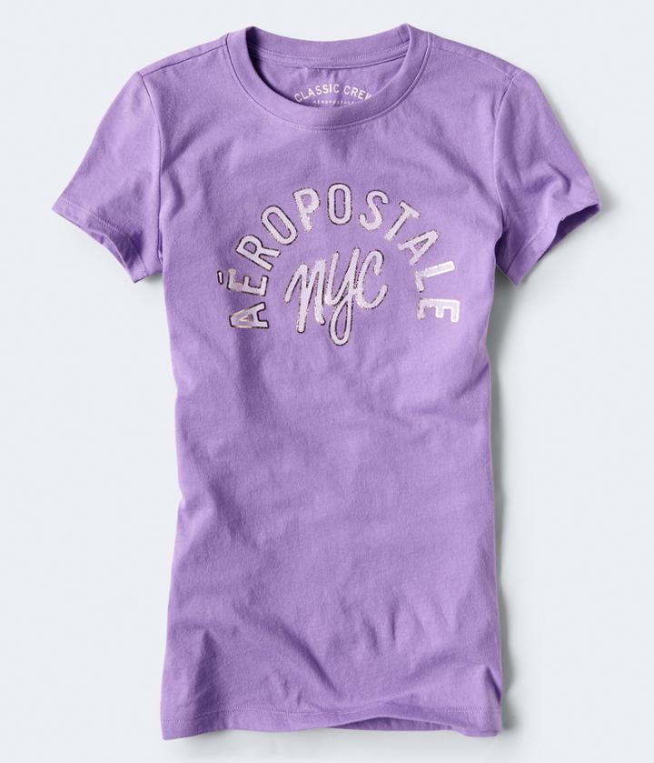 Aeropostale Aeropostale Nyc Foil Graphic Tee - Purple, Medium