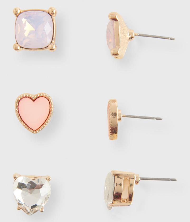 Aeropostale Aeropostale Heart Stud Earring 3-pack - Gold