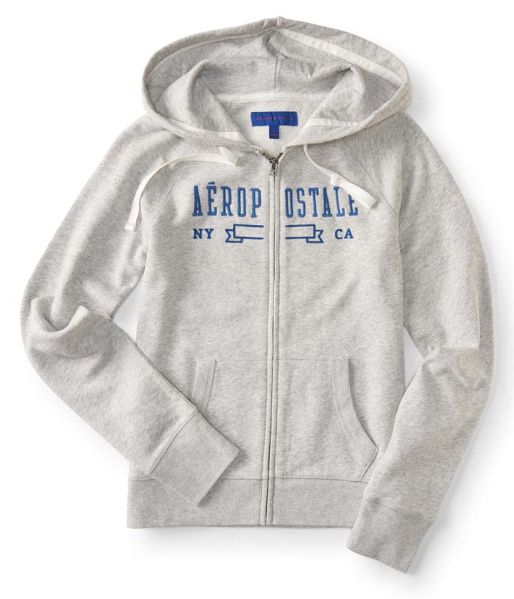 Aeropostale Aeropostale Ny Ca Full-zip Hoodie - Light Heather Grey, Xxlarge