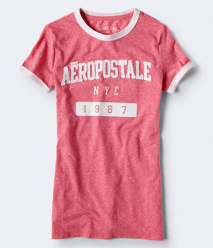 Aeropostale Aeropostale 1987 Ringer Graphic Tee - Pink, Small