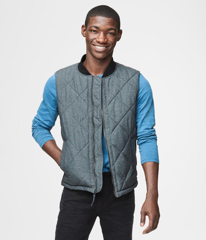 Aeropostale Aeropostale Diamond Quilted Vest - Charcoal Heather Grey, Xsmall