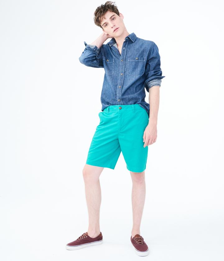Aeropostale Aeropostale Classic Flat-front Reflex Shorts - Lapis, 27