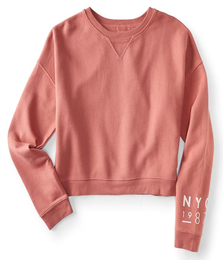 Aeropostale Aeropostale Nyc 1987 Crew Sweatshirt - Light Red, Small