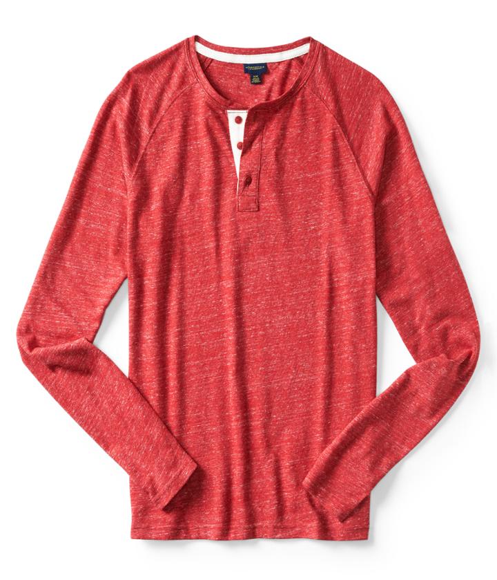 Aeropostale Aeropostale Long Sleeve Textured Henley - Beaux Burgundy, Xsmall