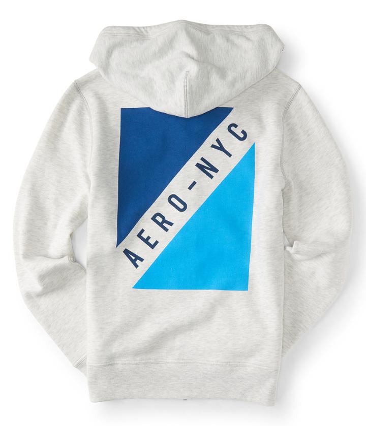 Aeropostale Aeropostale Aero-nyc Flag Full-zip Hoodie - Lightest Heather Grey, Xsmall